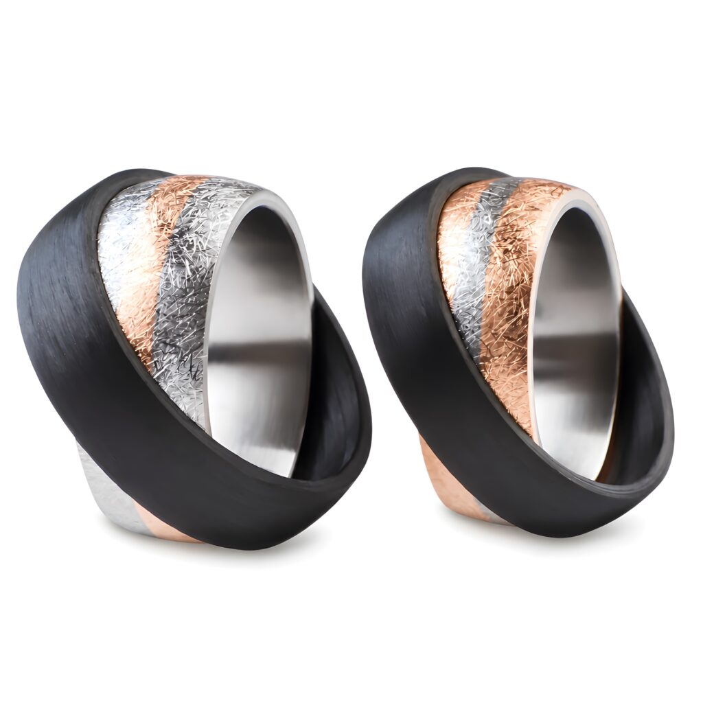trauringe, eheringe, partnerringe, carbon, weissgold, rotgold, ringe, goldringe, hochzeit, gay, juniq, goldschmiede, juwelier, sahak, zürich